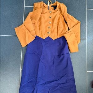 Vintage Marc by Marc Jacobs dress gold and navy blue size 4 (fits like xs) silk